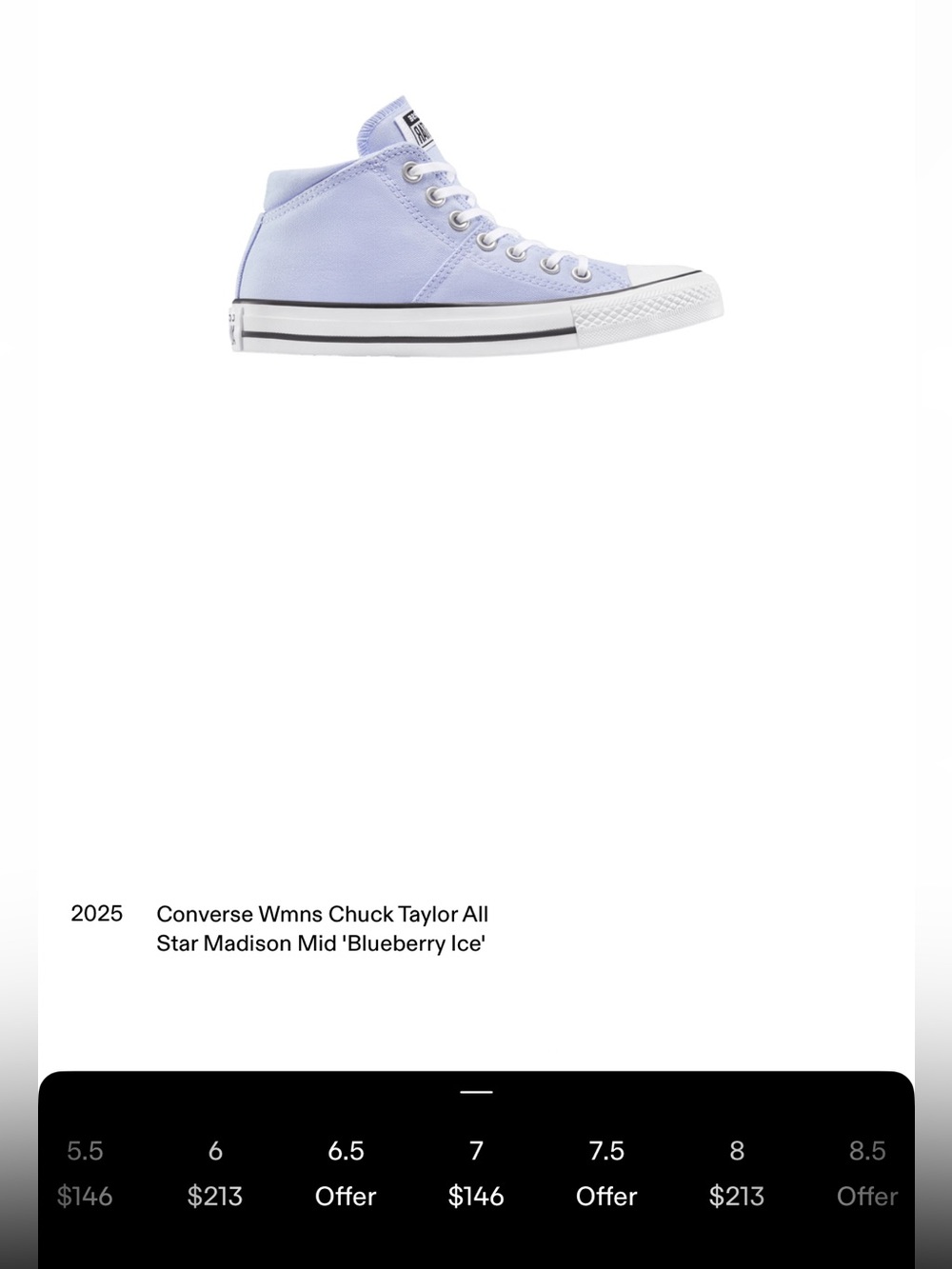 RARE - Converse Wmns Chuck Taylor All Star Madison Mid 'Blueberry Ice' - Size 7W - Picture 8 of 9